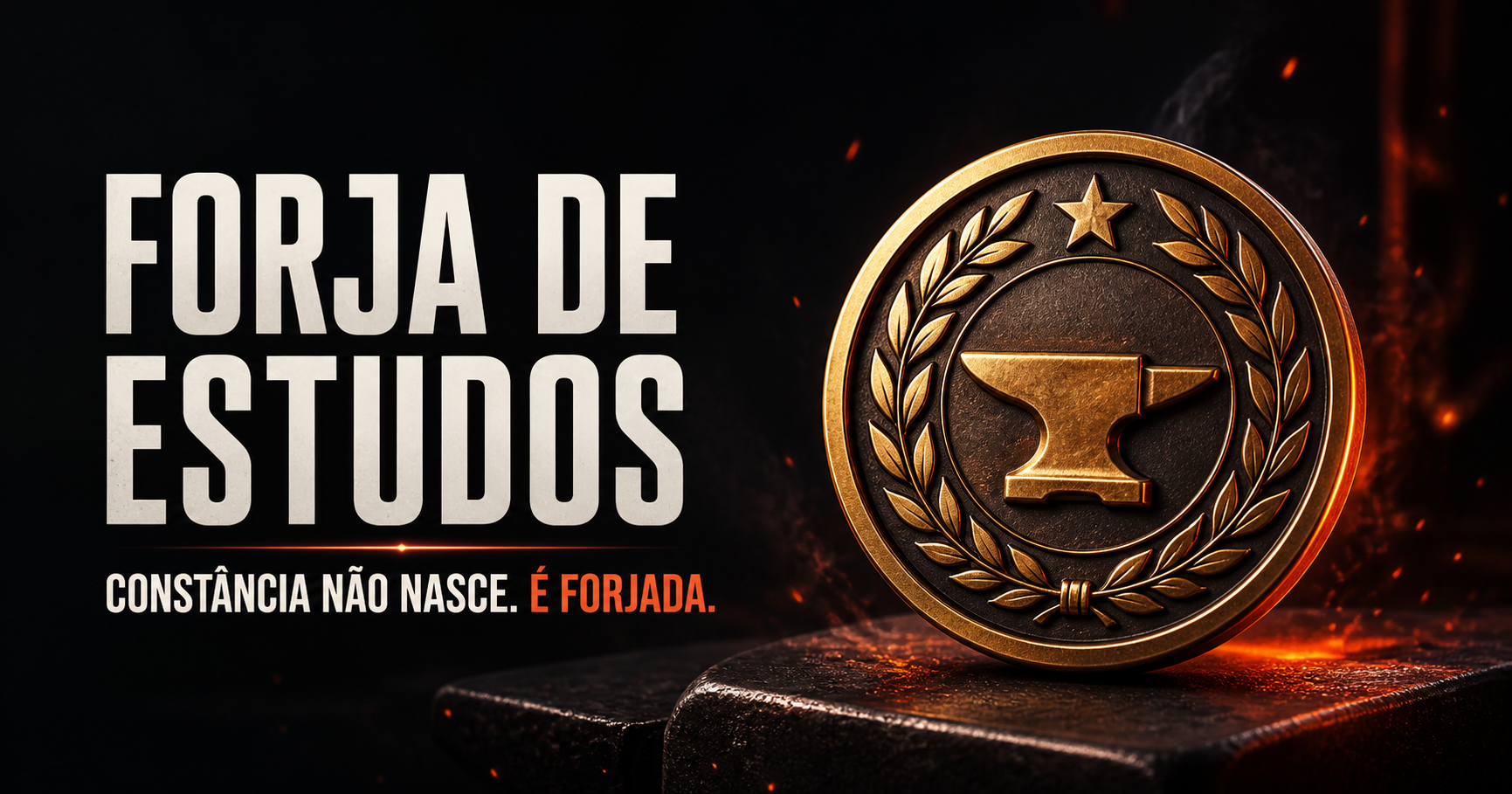 Medalha da Forja de Estudos sobre uma bigorna